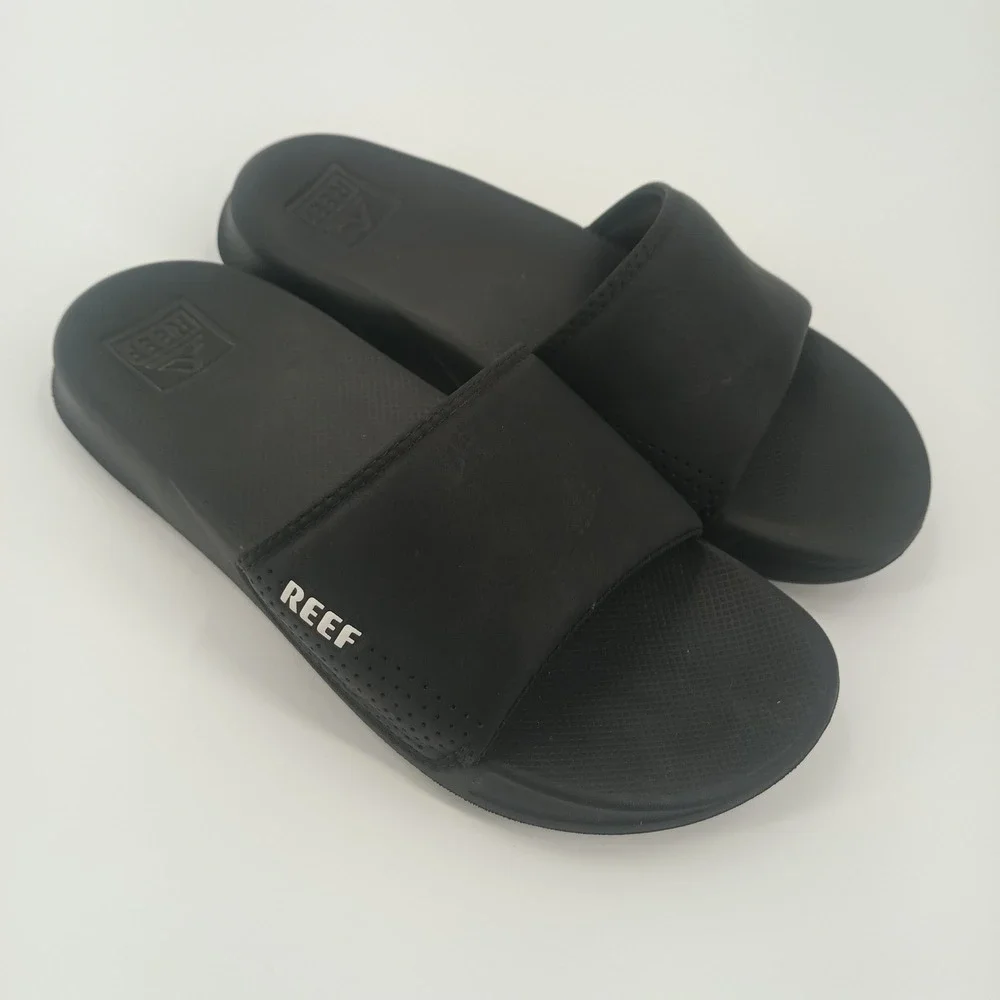 Reef One Slide Mens 5 Womens 7 Black Athletic Beach Pool Sandals CI3765